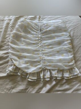 White Ruffled Skirt with Yellow Floral Print